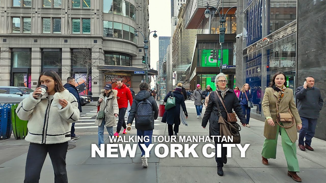 New York Manhattan Winter Walk, Broadway, Union Square, Madison Avenue, Chelsea and 8th Avenue, 4K