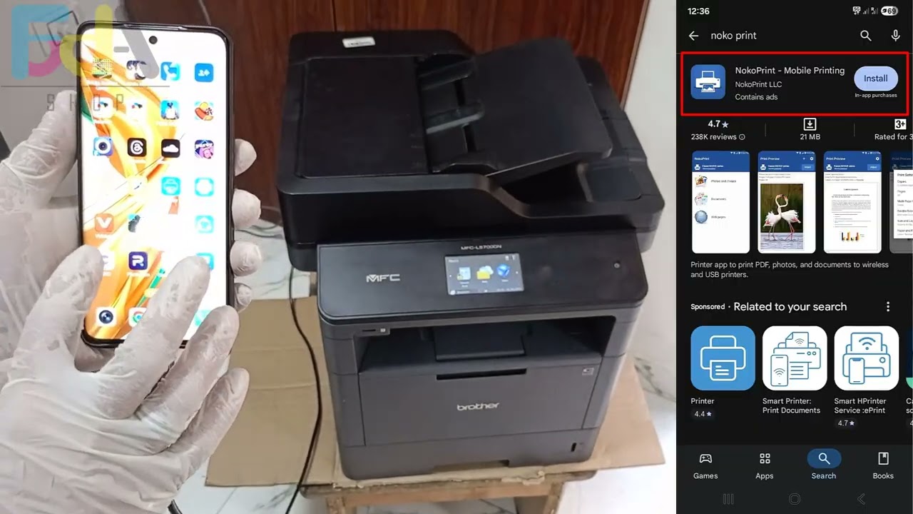 طريقة الطباعة على طابعات براذر L5000 Series من الموبايل