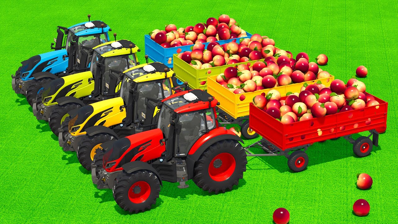 LOAD AND TRANSPORT PEACH WITH VALTRA TRACTORS & CASE LOADERS - Farming Simulator 25