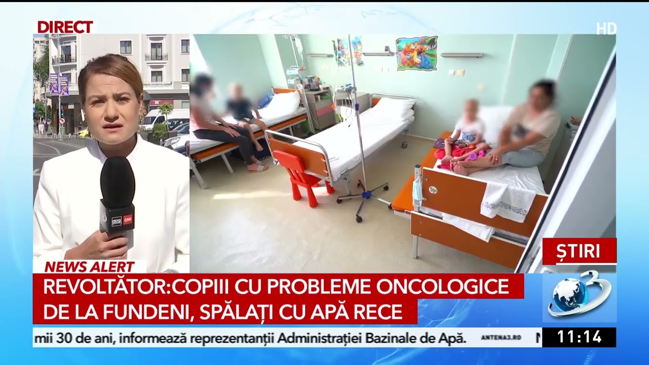 Copiii bolnavi de cancer de la Fundeni spălați cu apă rece la lighean