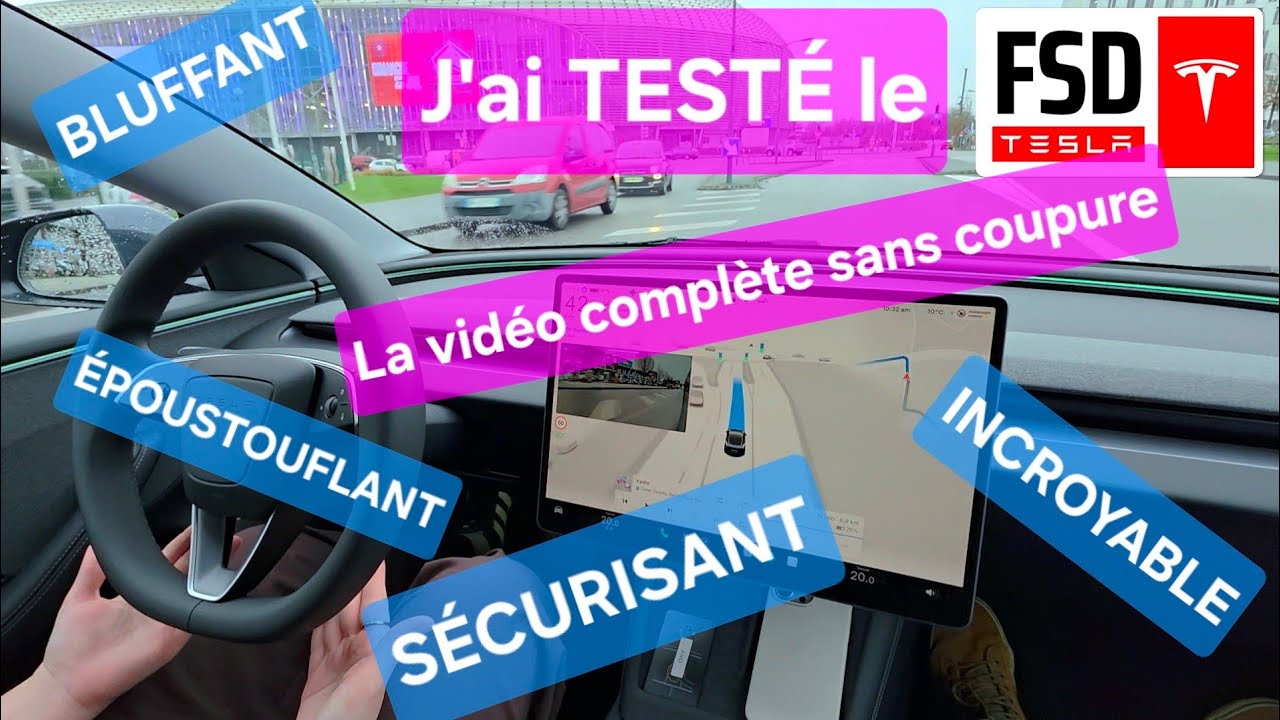 J'ai testé la conduite autonome FSD Tesla, la vidéo complète sans coupure. #tesla #fsd  #teslafsd