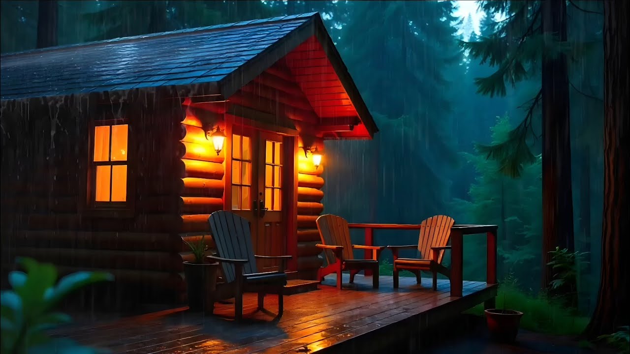 1 Hour of Pure Rain in a Cozy Cabin 🌧️ Calm Your Mind, Drift to Sleep