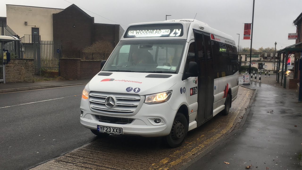 South Pennine Community Transport 244 departs Chapeltown with a 29 service to Holmfirth