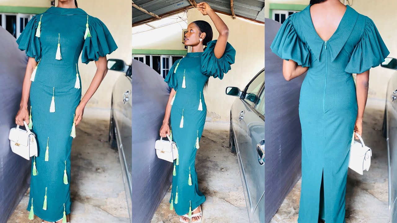 How to cut and sew a perfectly fitted dress with a stylish collar ( detailed tutorial)