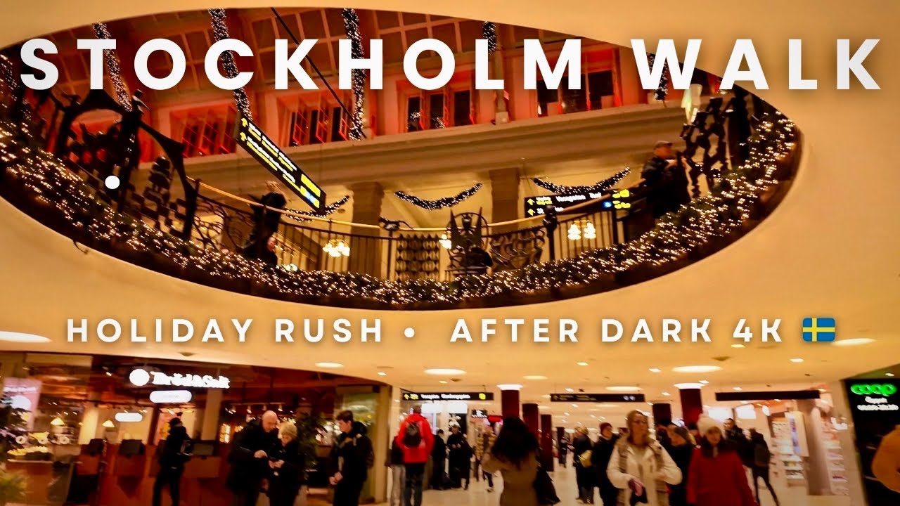 Stockholm After Christmas 🇸🇪✨ | Evening Walk Through Central Station & City Rush (4K) 