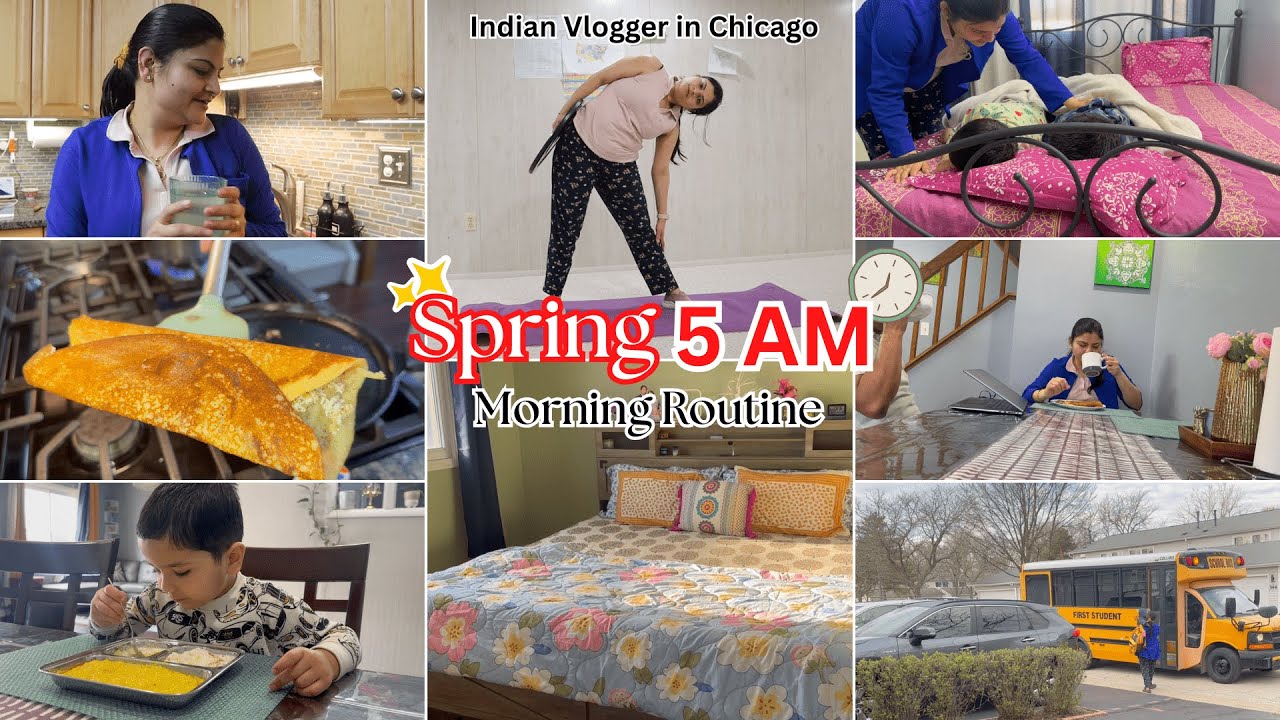 5 AM Spring🌻Morning Vlog- Millet Dosa, One Pot Lunchbox,Self Care-—Exercise, Yoga #5ammorningroutine