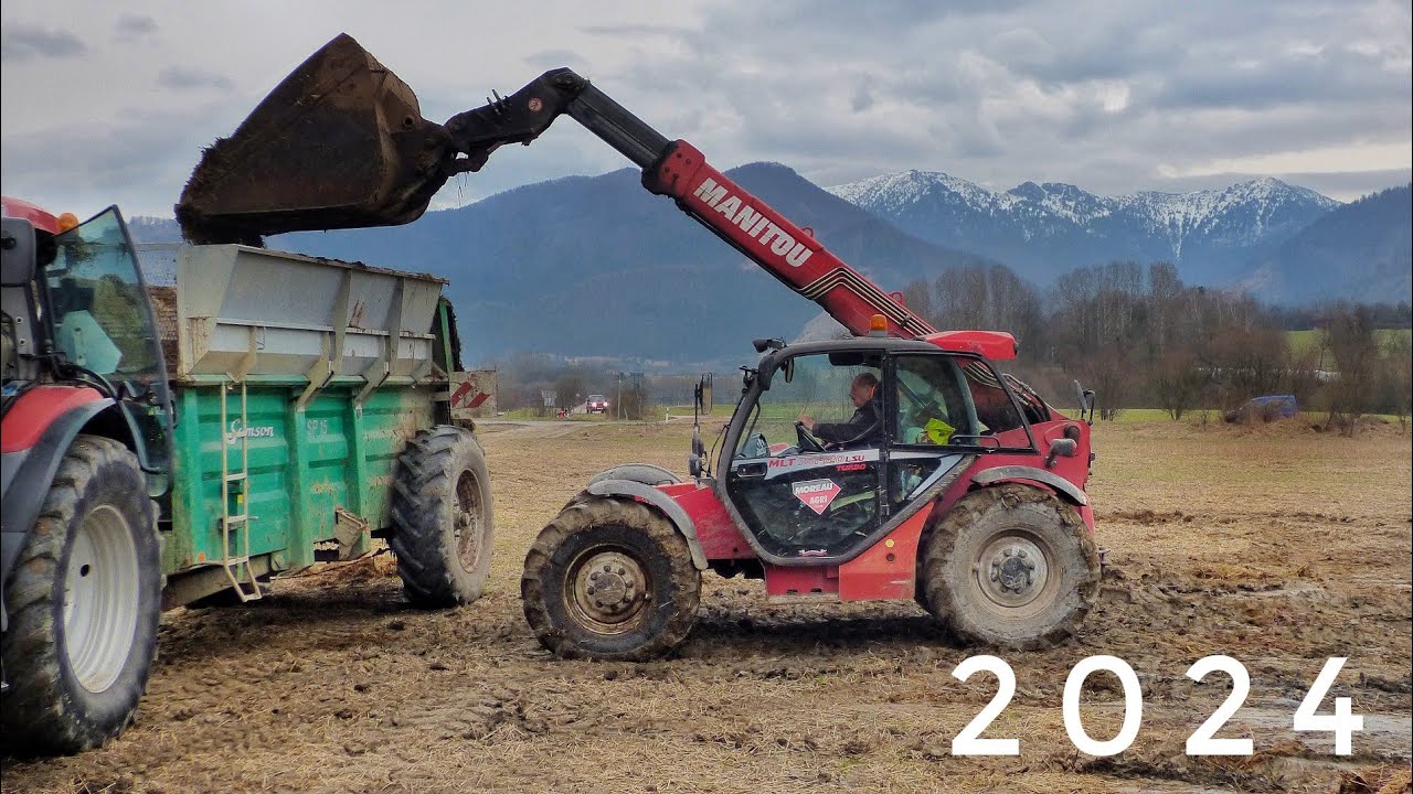 Внесение удобрений 2024 г. [3x Case IH, Man & Manitou] Внесение навоза разбрасывателями Samson SP 15