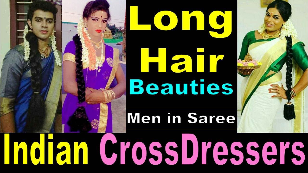 Indian Crossdresser || Long Hair Beauties || Boy to Girl Makeup || Male to Female || Men in Saree
