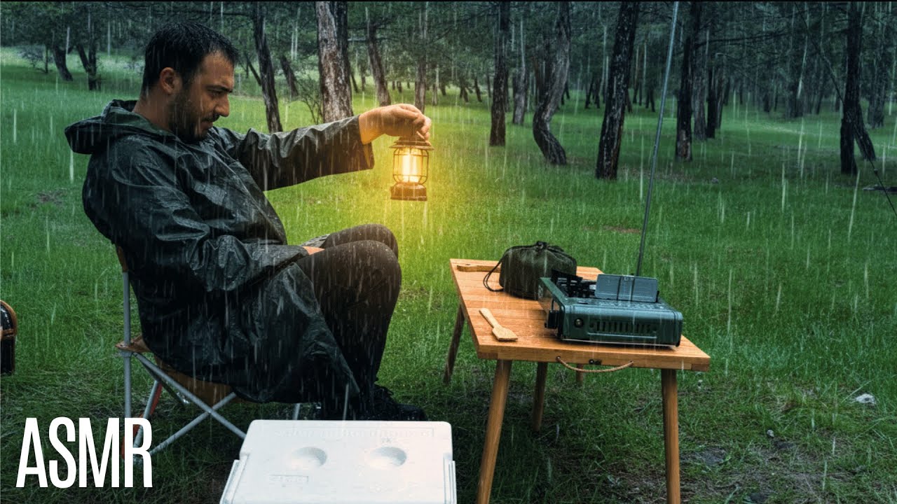 ŞİDDETLİ YAĞMURDA KAMP l DOĞA BİZE ACIMADI l ASMR