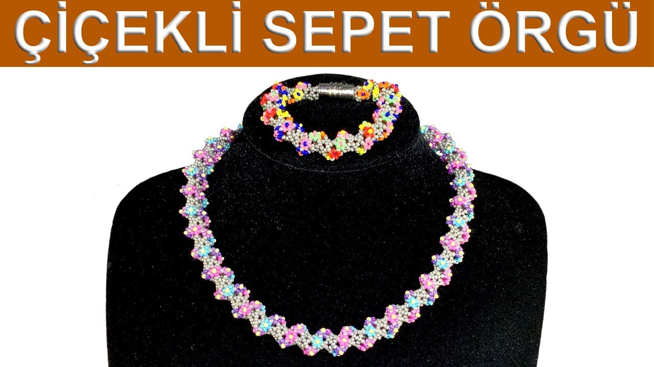 Колье и браслет плетения из цветочной корзины