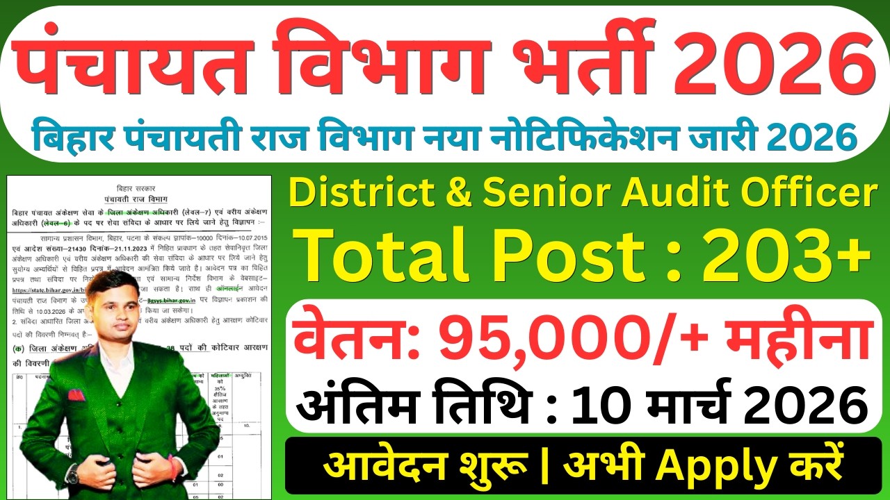 Bihar Panchayati Raj Vibhag Recruitment 2026 | Apply Online for 203 District & Senior Audit Officer