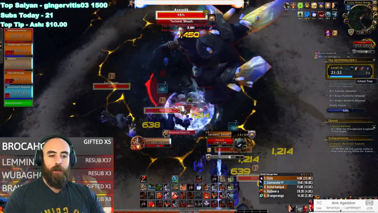 Bajheera - MOTHERLODE (+16): 438 iLvl Fury Warrior DPS - WoW BFA 8.2.5 Mythic+
