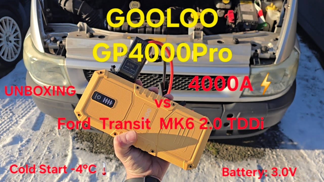 #GOOLOO #GP4000Pro 4000A⚡️ vs Ford Transit MK6 2.0 TDDi #ColdStart  -4°C🌡#test