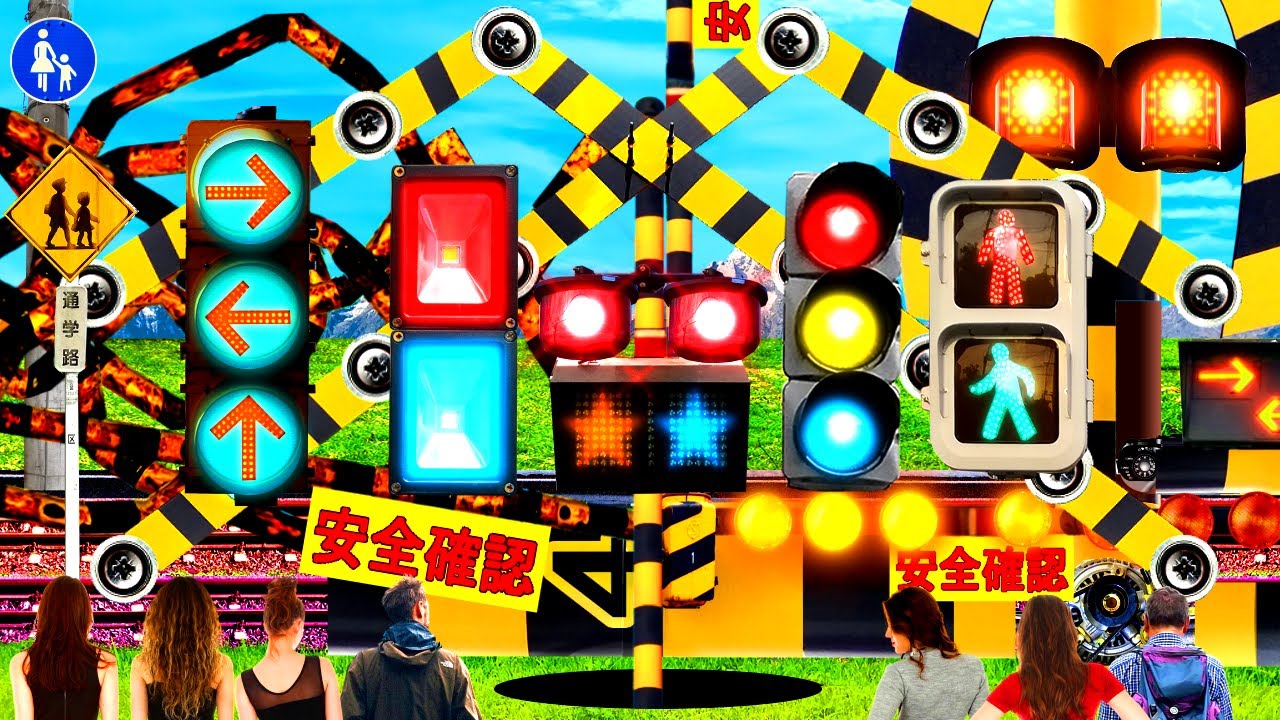 【踏切アニメ】とても変な音のふみきりカンカン😂😂😂Very strange sound railroad crossing♪
