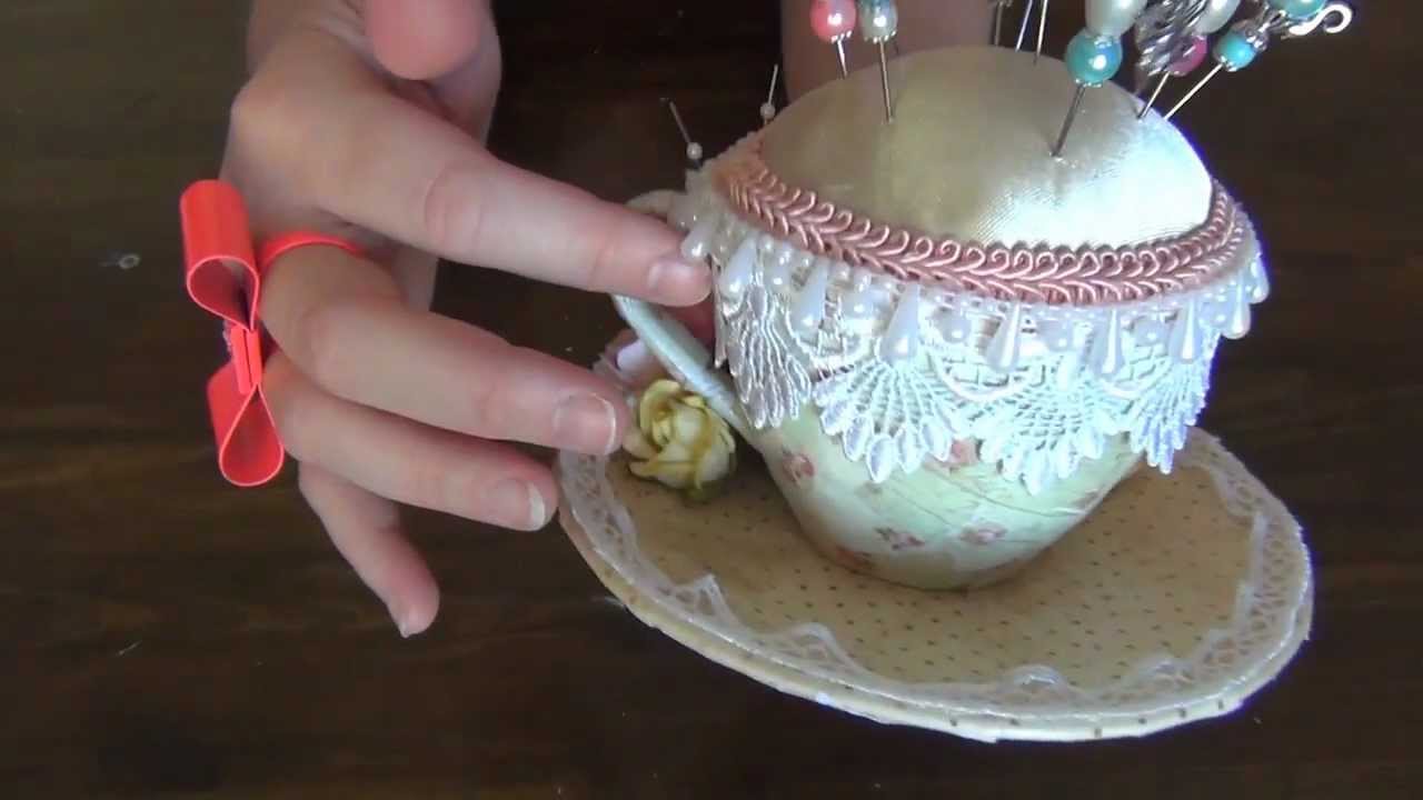 Tea Cup Pincushion Romantique Teacup & Stickpins - WOC