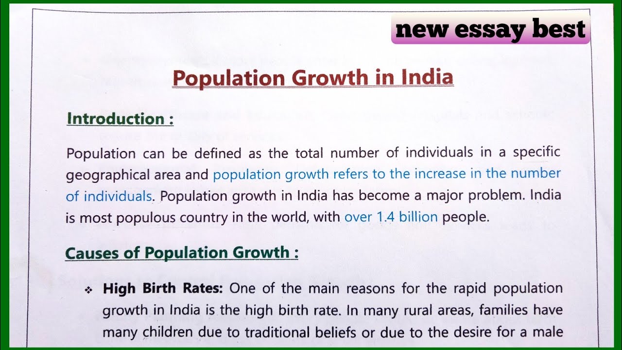 Population growth in india essay / population growth essay in english 