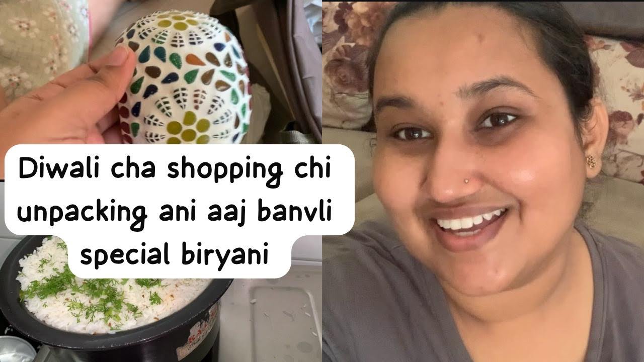 Nusti Shopping 😁|ghari saglynsathi banvli special koli style biryani |#viralvideo #shopping #diwali
