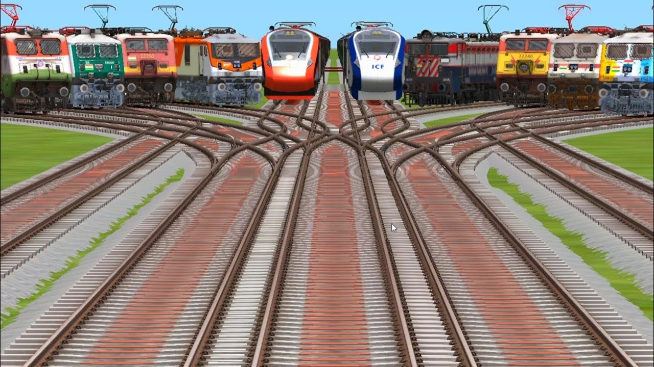 Indian trains vandhebhart express and electric engine running fast over journal train simulator rail