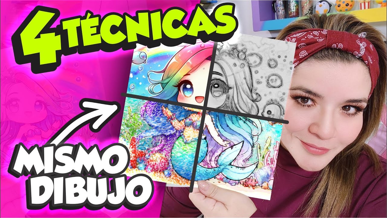 HICE EL MISMO DIBUJO con 4 Técnicas de ARTE INCREÍBLES