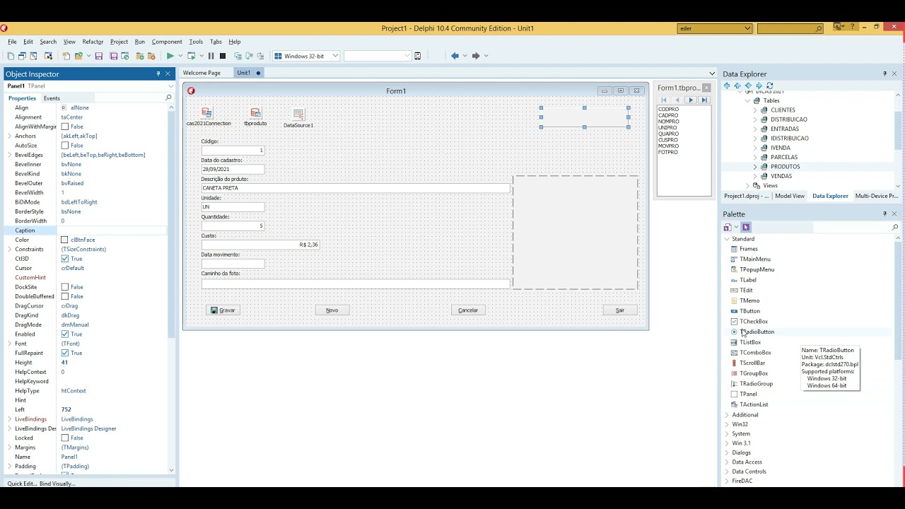 CADASTRO DE PRODUTOS COM IMAGENS COM DBEDIT - DELPHI 10.4