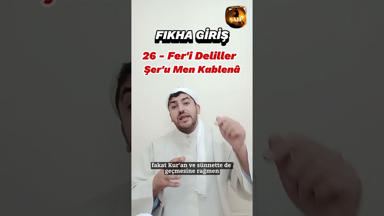Fıkıh Kürsüsü 26.Ders - Fer'i deliller 7: Şer'u Men Kablena #ömerfarukbayram #fıkıhkürsüsü