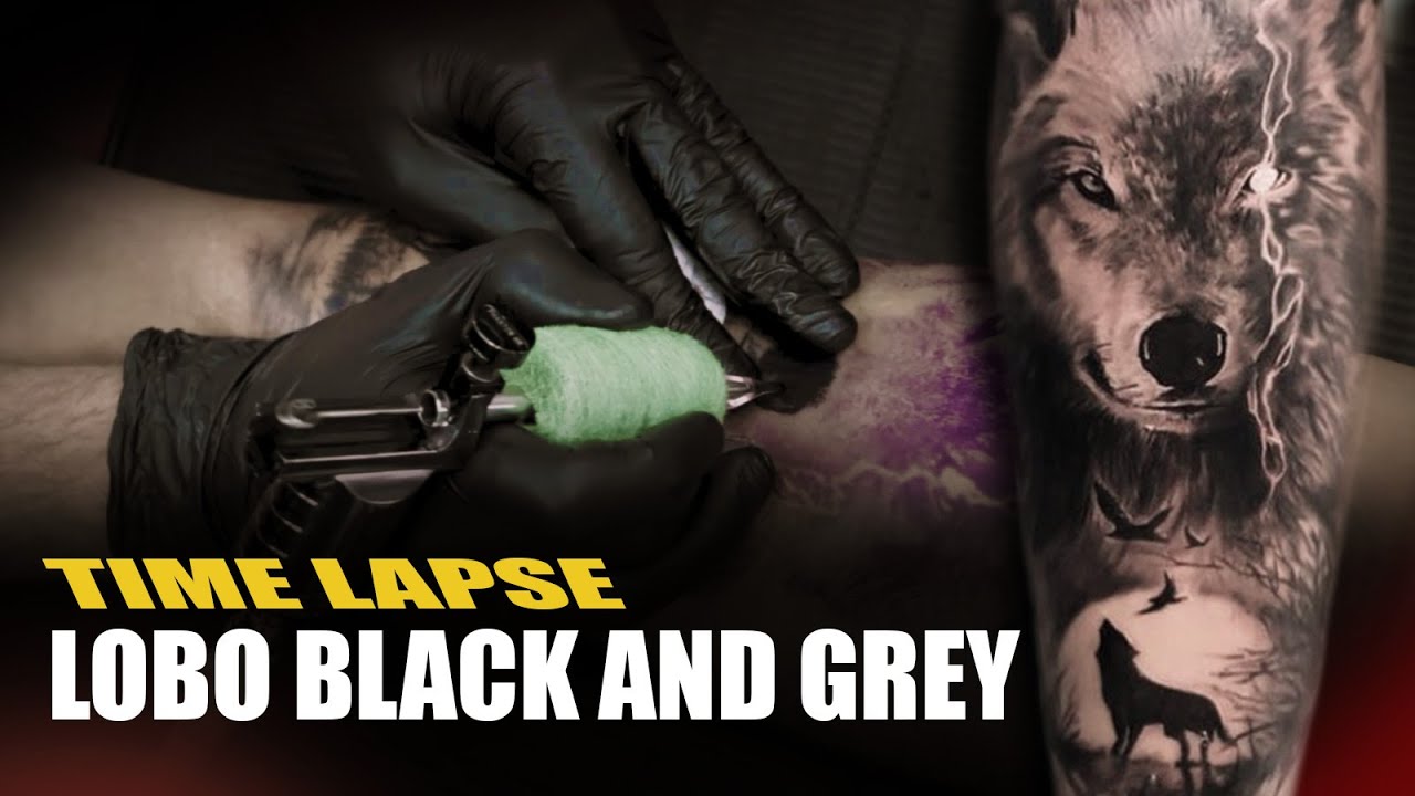 Tatuando Lobo Realista - Tattoo TIME LAPSE !!