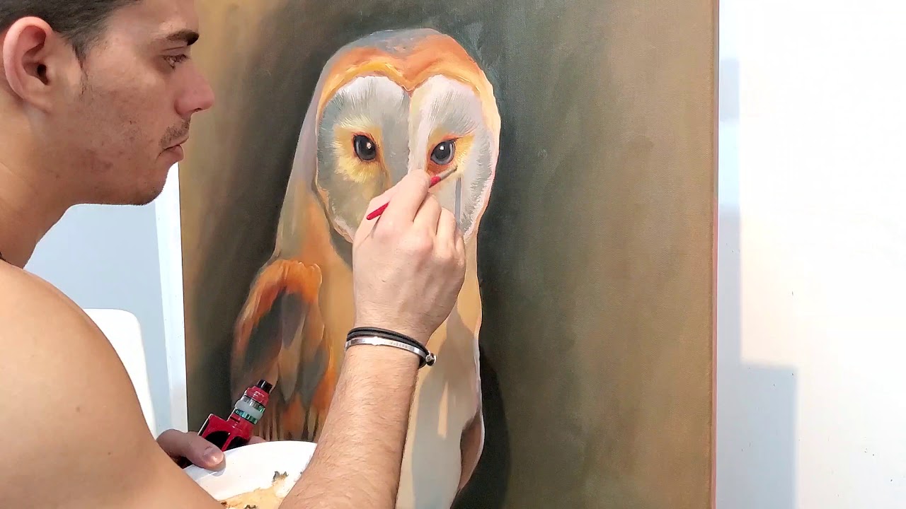 Pintando lechuza al óleo