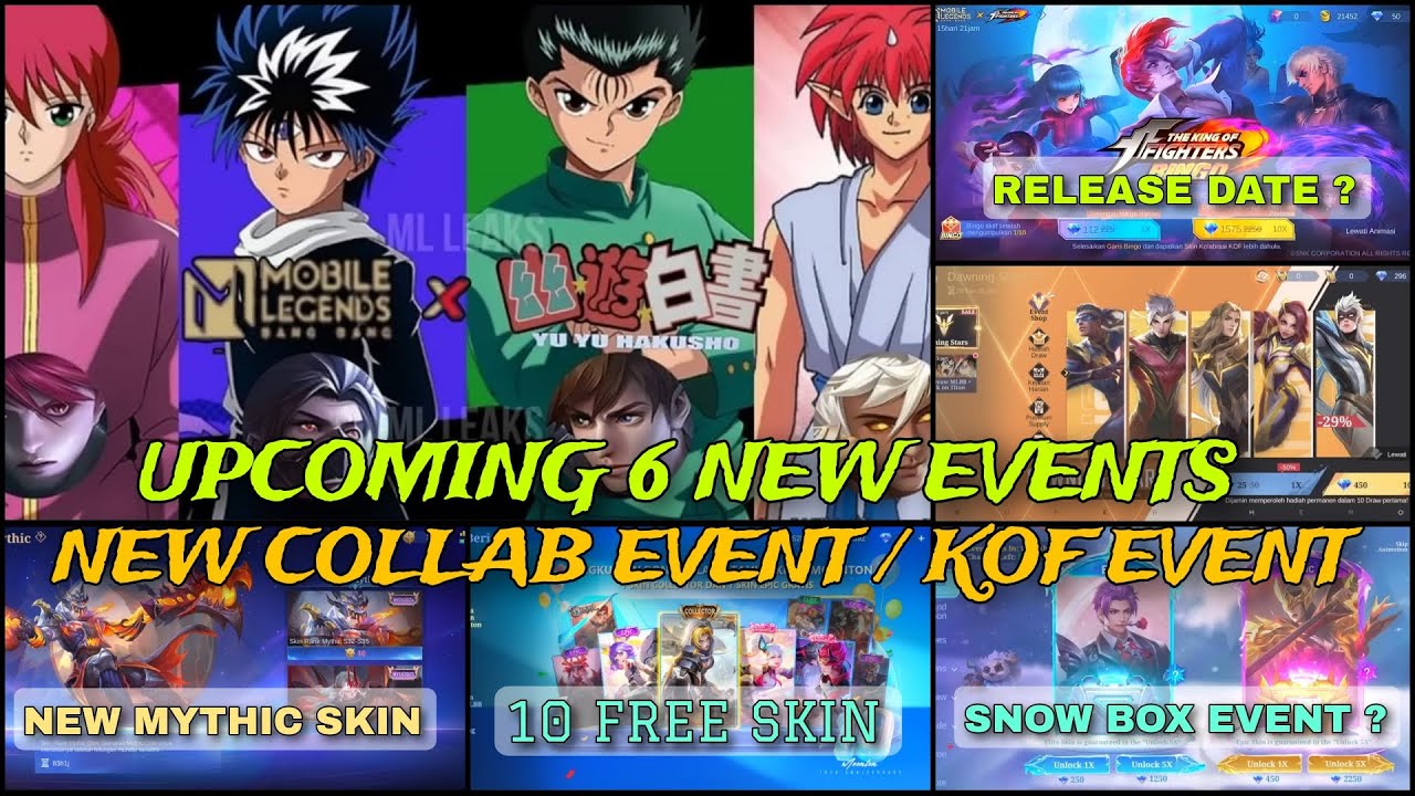 LEAKS OF 6 EVENT GARANTEES IN MOBILE LEGENDS ! KOF & DAWNING STAR EVENT | YU YU HAKUSHO EVENT COLLAB