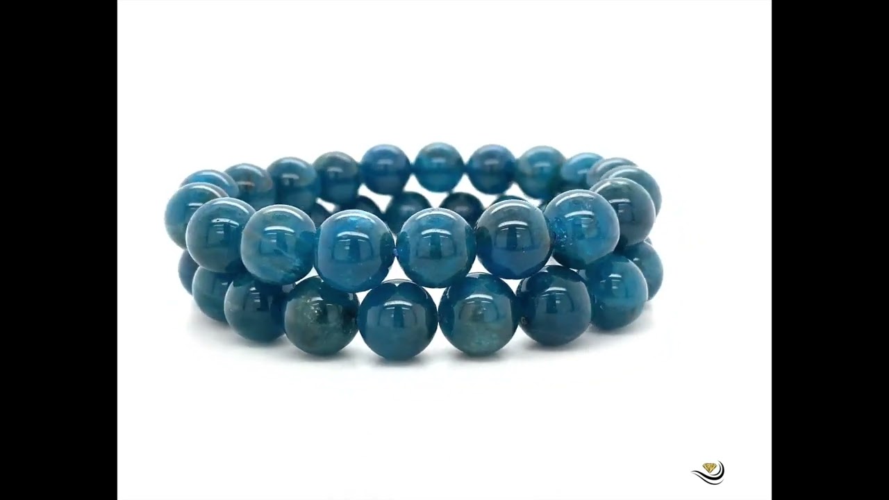 Natural Blue Apatite Bracelet, 19-10mm Round Beads