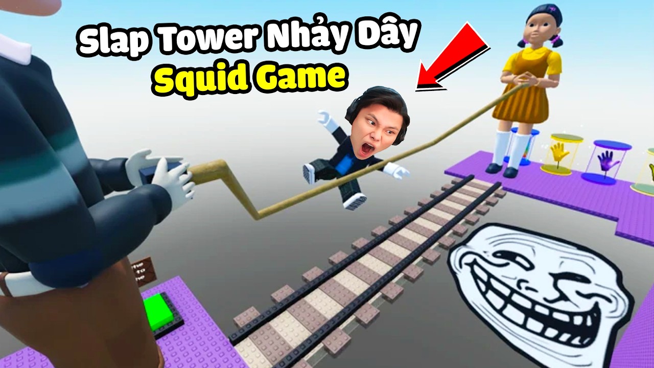 [ROBLOX] JAYGRAY vs ANH THANOS TROLL SLAP TOWER NHẢY DÂY SIÊU HÀI🖐🦑🌈TRÒ CHƠI CON MỰC SQUID GAME 3