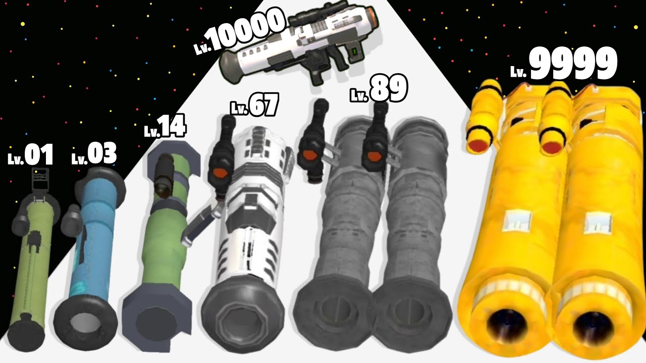 Bullet Stack Merge Run - Level Up Launcher Max Level Gameplay