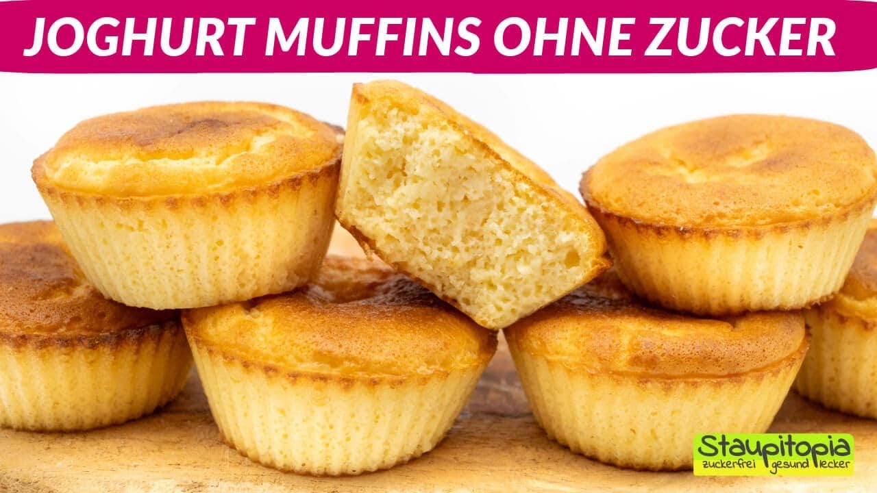 Saftige Joghurt Muffins ohne Zucker schnell und einfach selber machen I Low Carb Muffin Rezept