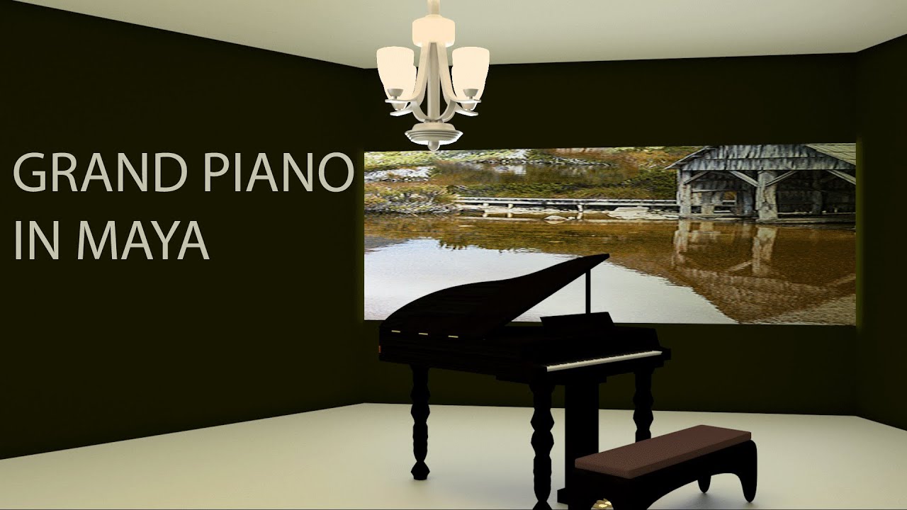 3D grand piano in maya timelapse