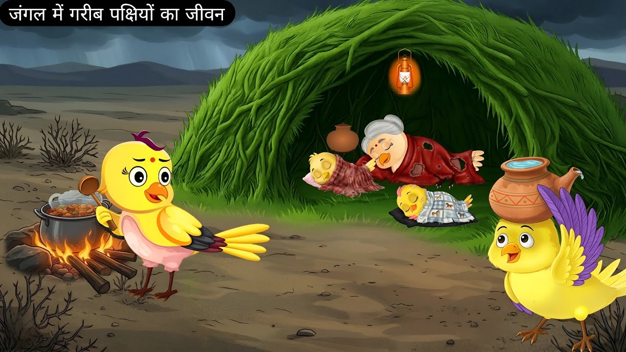 जंगल में गरीब पक्षियों का जीवन | Hindi Cartoon birds story | Rima chidiya |