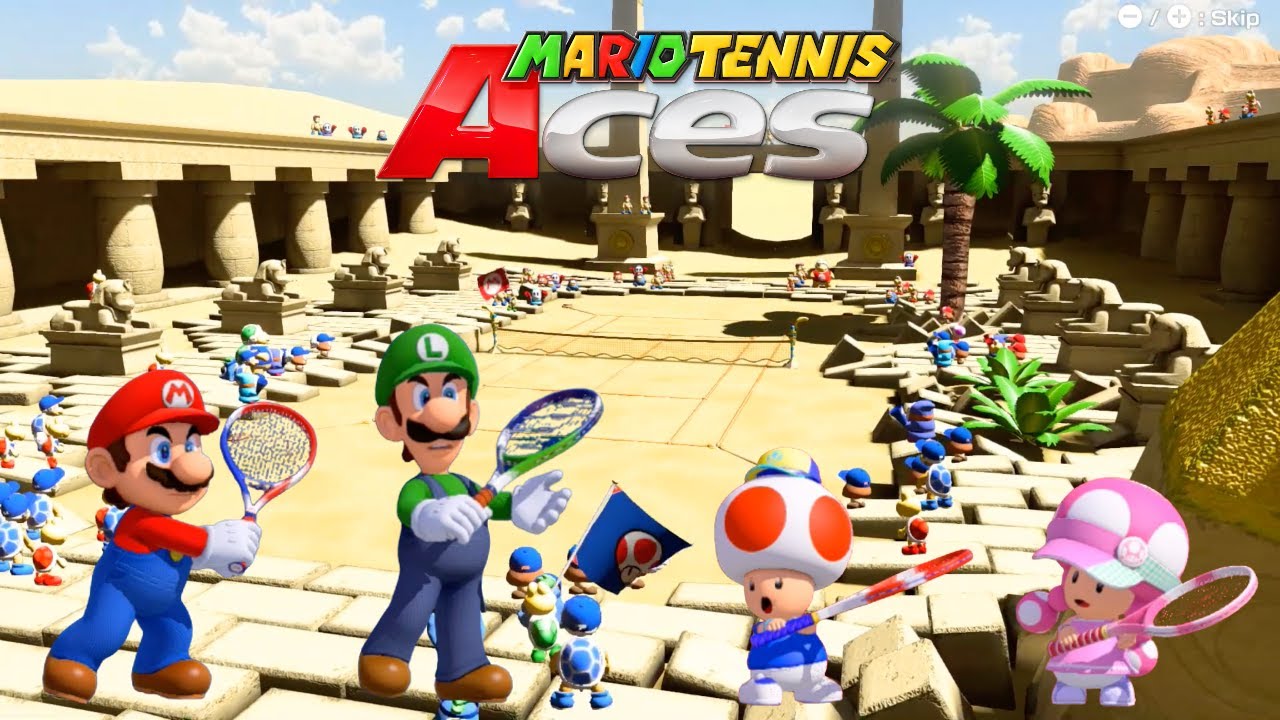 Mario Tennis Aces - Mario & Luigi VS Toad & Toadette - Bask Ruins