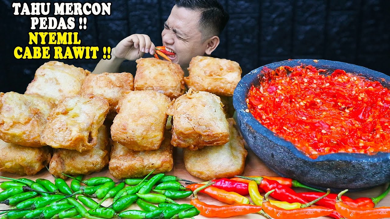PRANK LAMBUNG !! MUKBANG GORENGAN TAHU MERCON CRISPY PAKE CABE RAWIT SETAN + SAMBAL RAWIT 1 COBEK !!