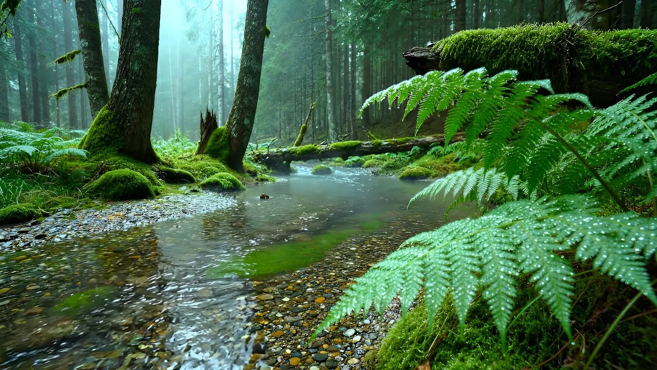 Calming Forest Ambience - Birds Singing Beautiful Stream Sounds for Medicine, Rest,Focus Study,Sleep