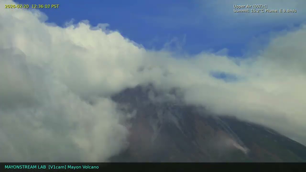 Mayon Volcano: 24-Hour Time-lapse [500x Speed] - February 20, 2026
