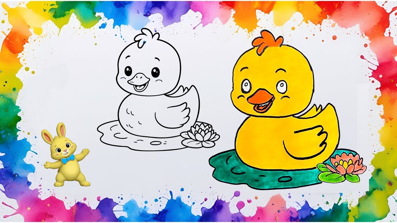 How to Draw & Color a Cute Duck | Easy Step-by-Step for Kids🐤🎨 #DuckDrawing #ColoringForKids