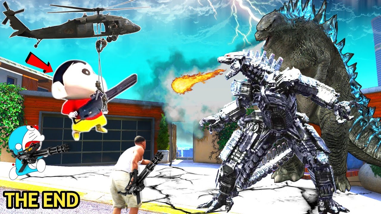 GTA 5 | SHINCHAN and FRANKLIN DORAEMON Hunted By ELEMENTAL GODZILLA In GTA 5