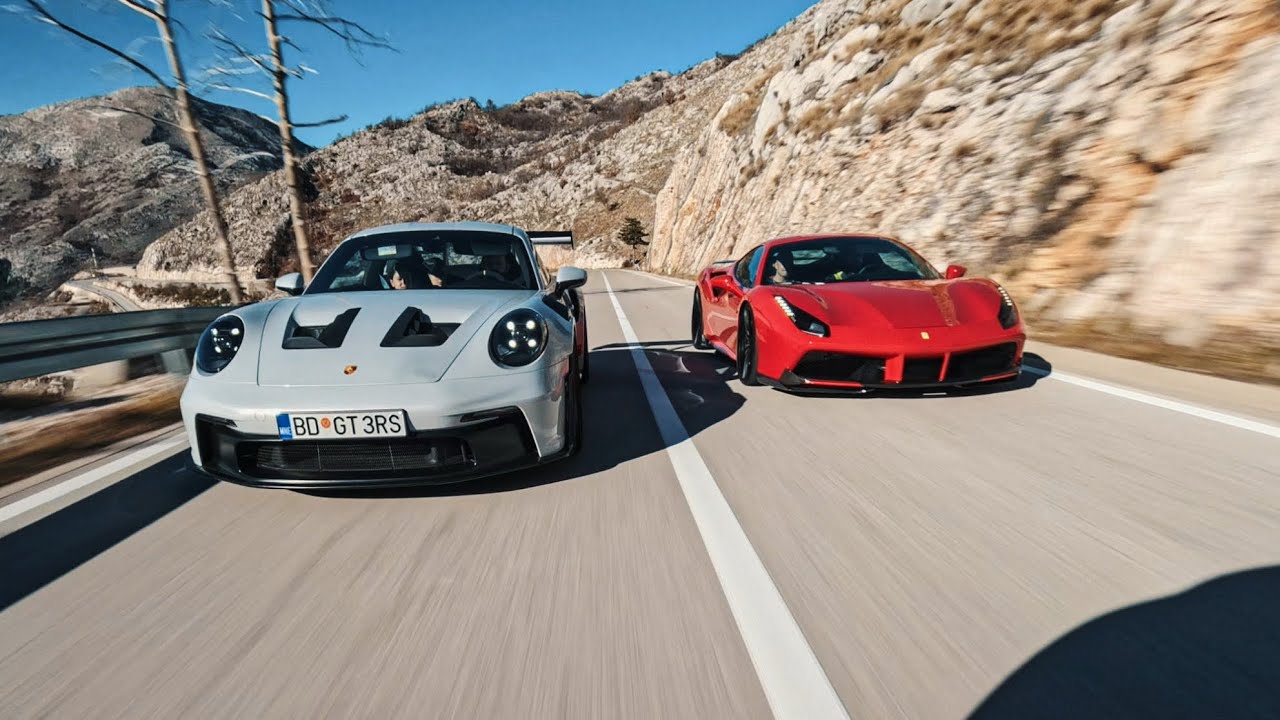 Porsche GT3rs & Ferrari 488gtb Novitec | Njeguši 4K 