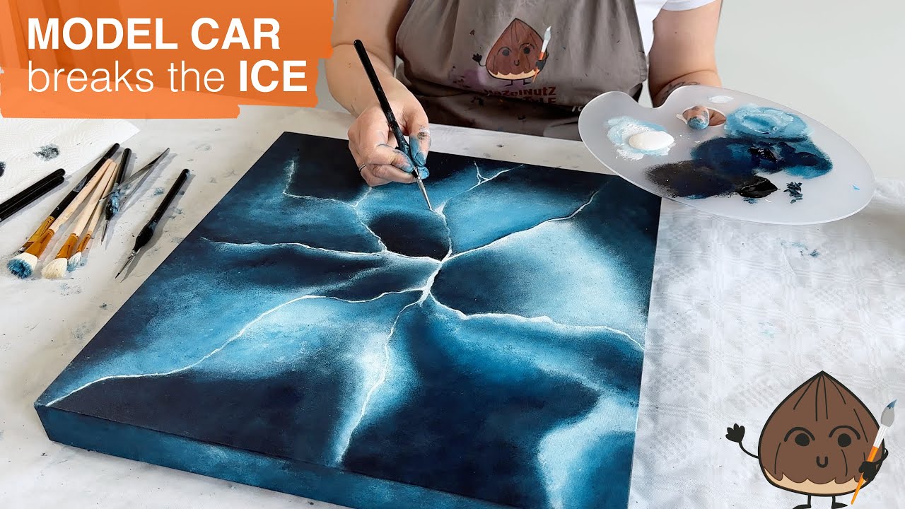 Abstrakte Kunst mit Epoxidharz | Modellauto trifft auf Eislandschaft