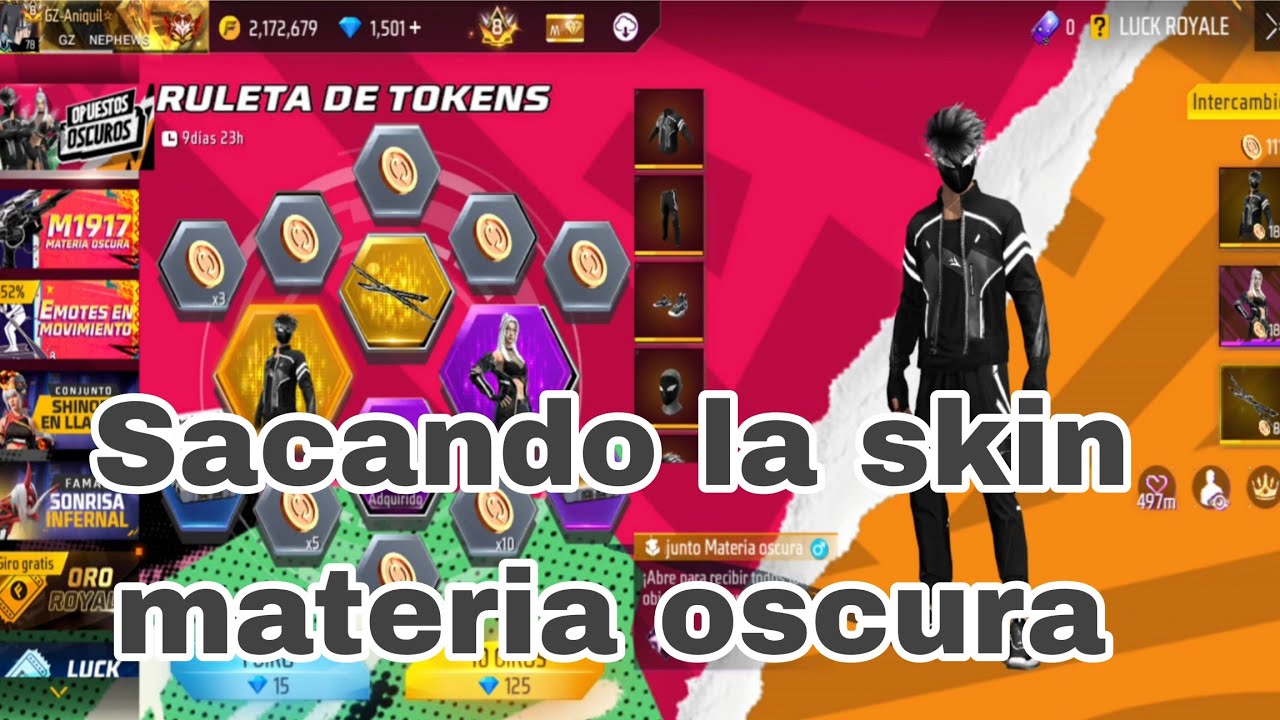 SACANDO LA RULETA DE TOKENS CONJUNTO MATERIA OSCURA FREE FIRE!