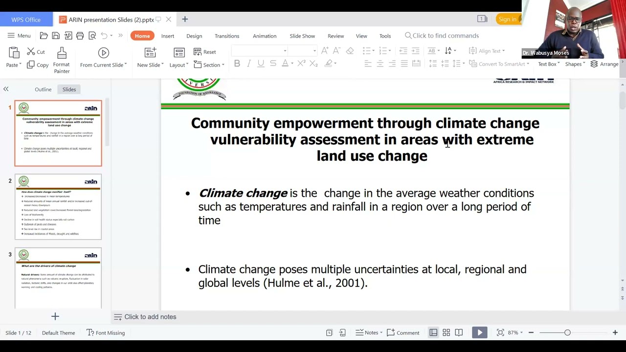 CLIMATE CHANGE VULNERABILITY ASSESSMENT IN AREAS WITH EXTERNAL LAND USE CHANGES IN AFRICA .