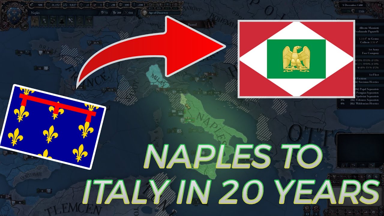 Europa Universalis IV | BEST NAPLES GUIDE | FORM ITALY IN 20 YEARS!! (EU4 & Misson Expended)