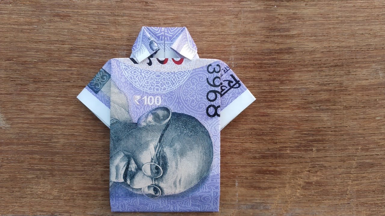 New 100 rupees shirt easy origami | how to make shirt | origami | money origami | DIY