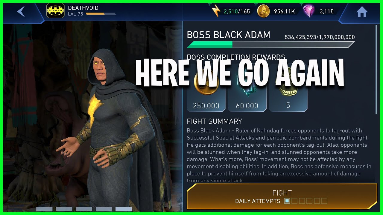 Injustice 2 Mobile | Боевой босс Чёрный Адам | Древнее правосудие | Героический режим 4, уровень ...