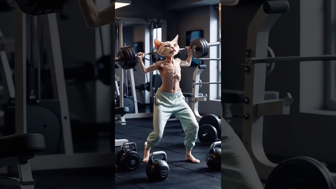 Poor cat became stronger meow meow ai video