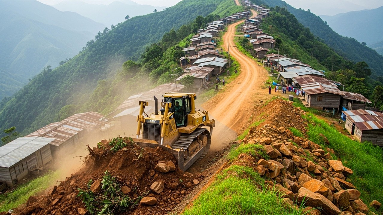 How to Help Poor People on The Slopes! Incredible Road Construction in the High Mountains.