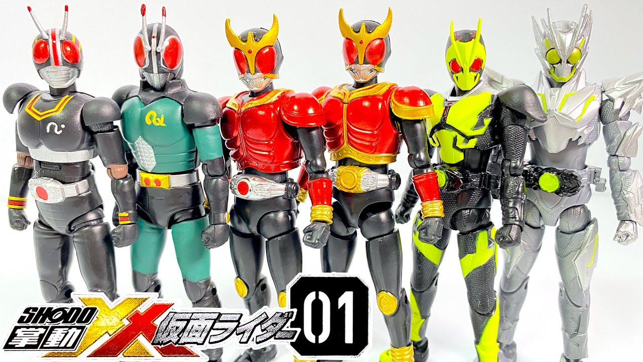 掌動-XX 仮面ライダー01 全７種 開封 ダブルクロス SHODO-XX KamenRider BLACK RX kuuga Zero-One Figure 食玩 candy toys